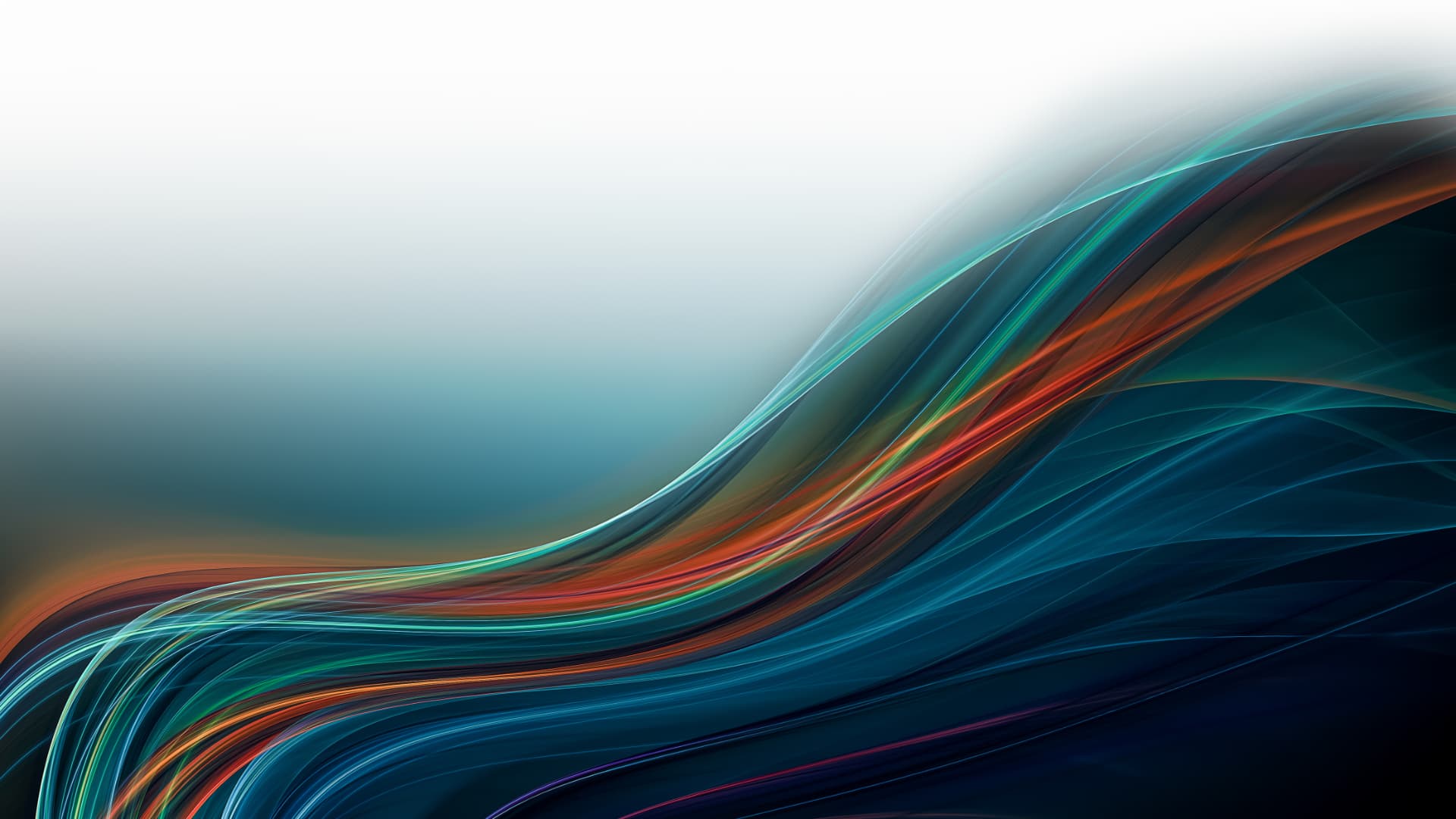 Abstract flowing light streams in blue and teal